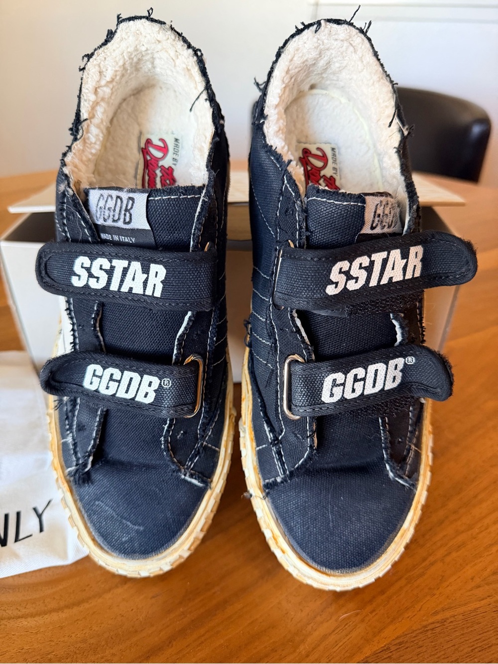 Golden Goose Black Old School Velcro Sneakers with Shearling insoles